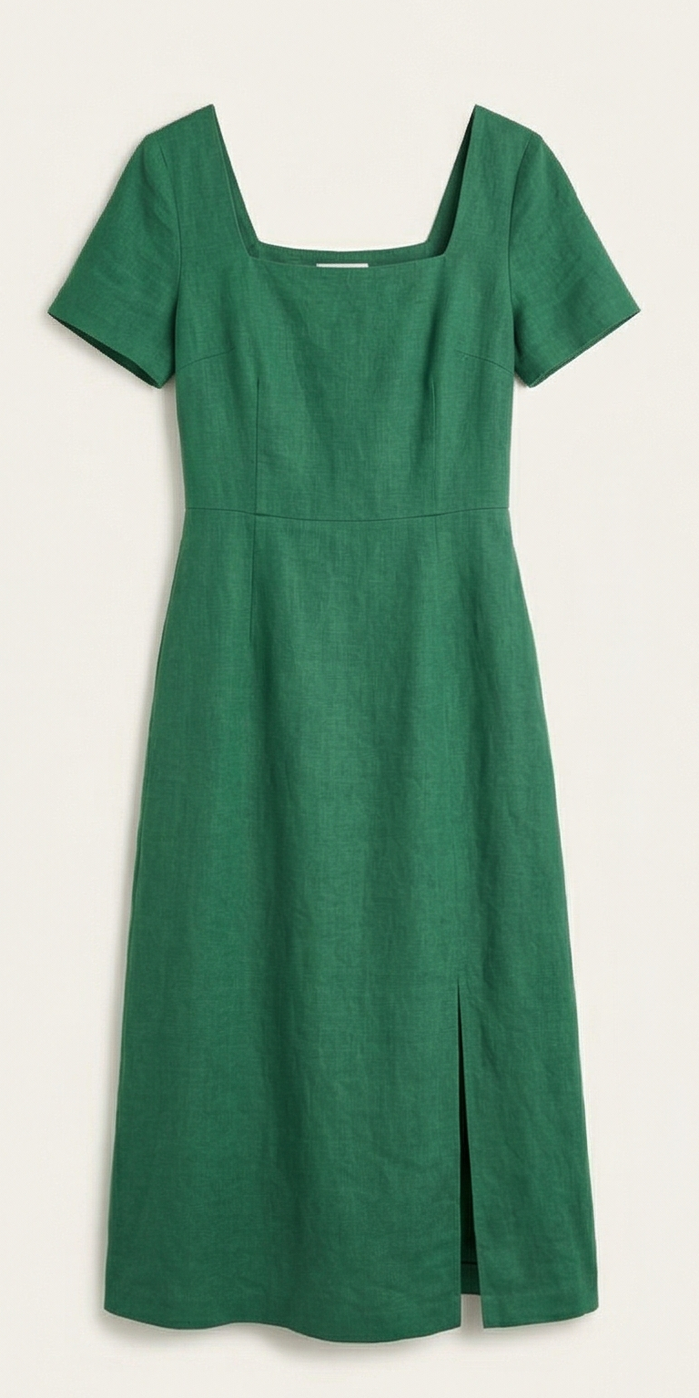 Green linen midi dress from catalogue